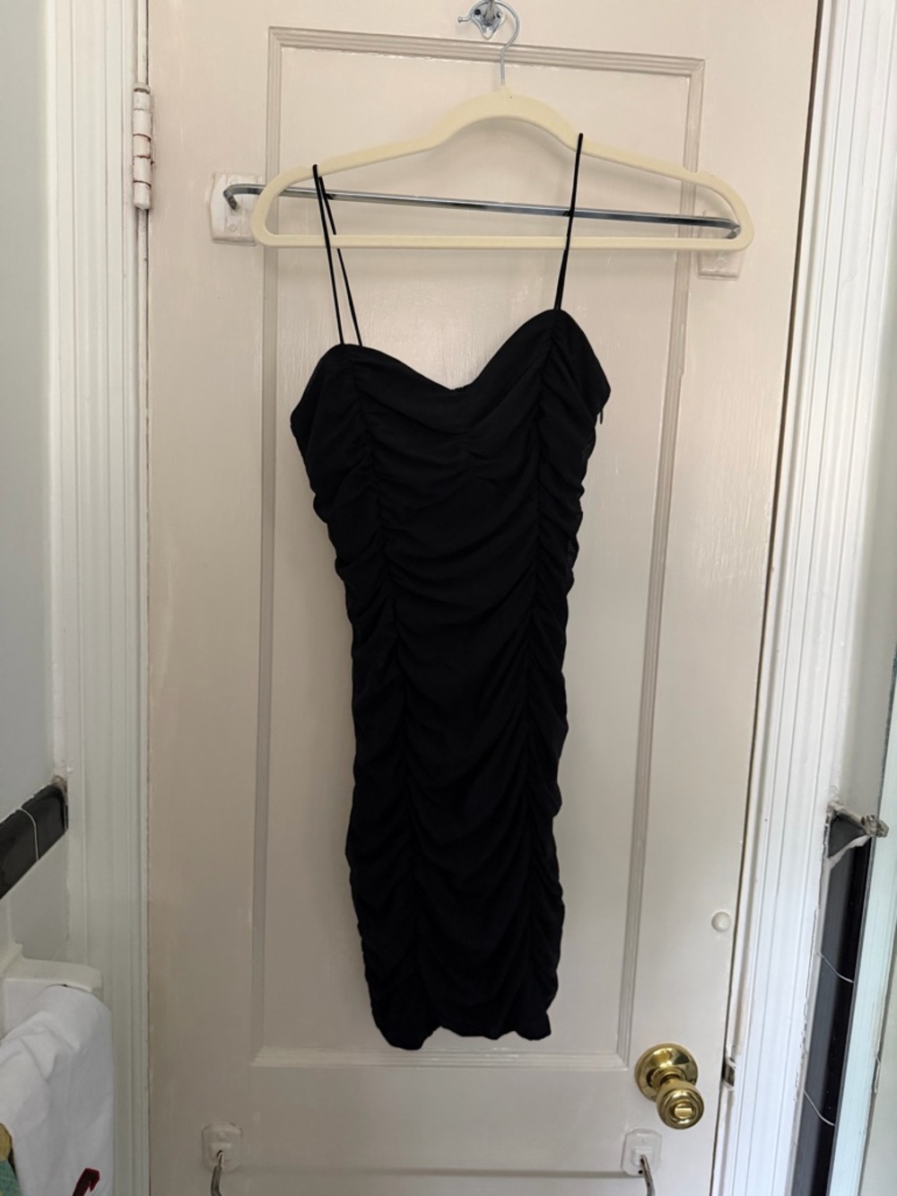 Princess Polly Black Ruched Mini Dress with Spaghetti Straps